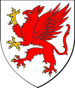 D'argent, au griffon de gueules, arm, becqu et langu d'or.